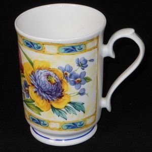 Vintage Elegance colorful floral fine bone china coffee mug